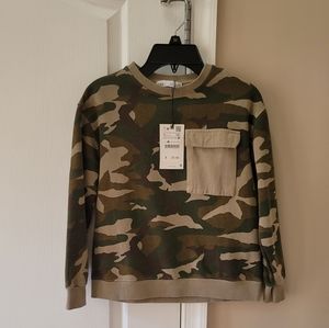 New Zara Kids Camo Sweatshirt Size 8